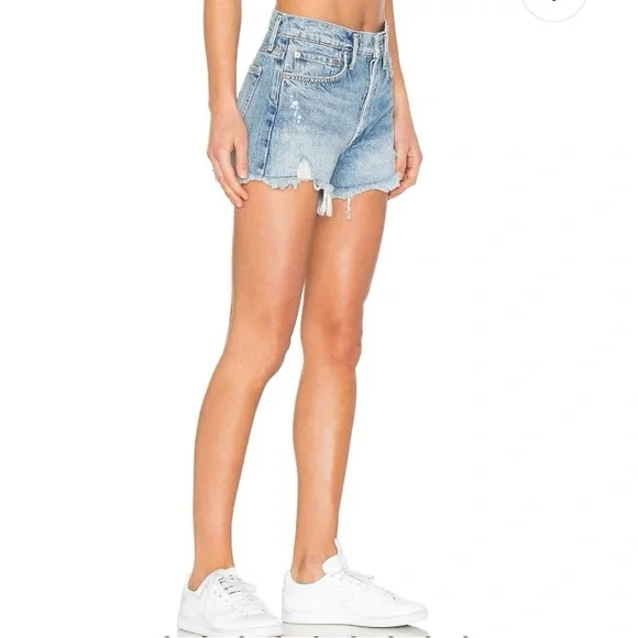 AGOLDE Parker Long High Waist Cutoff Denim Shorts Swapmeet